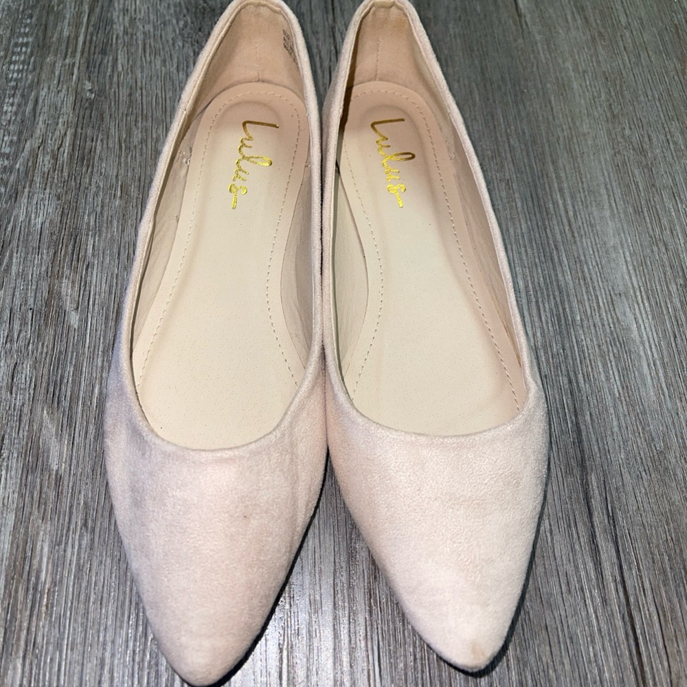 Lulus Holly Light Nude Suede Flats 8.5